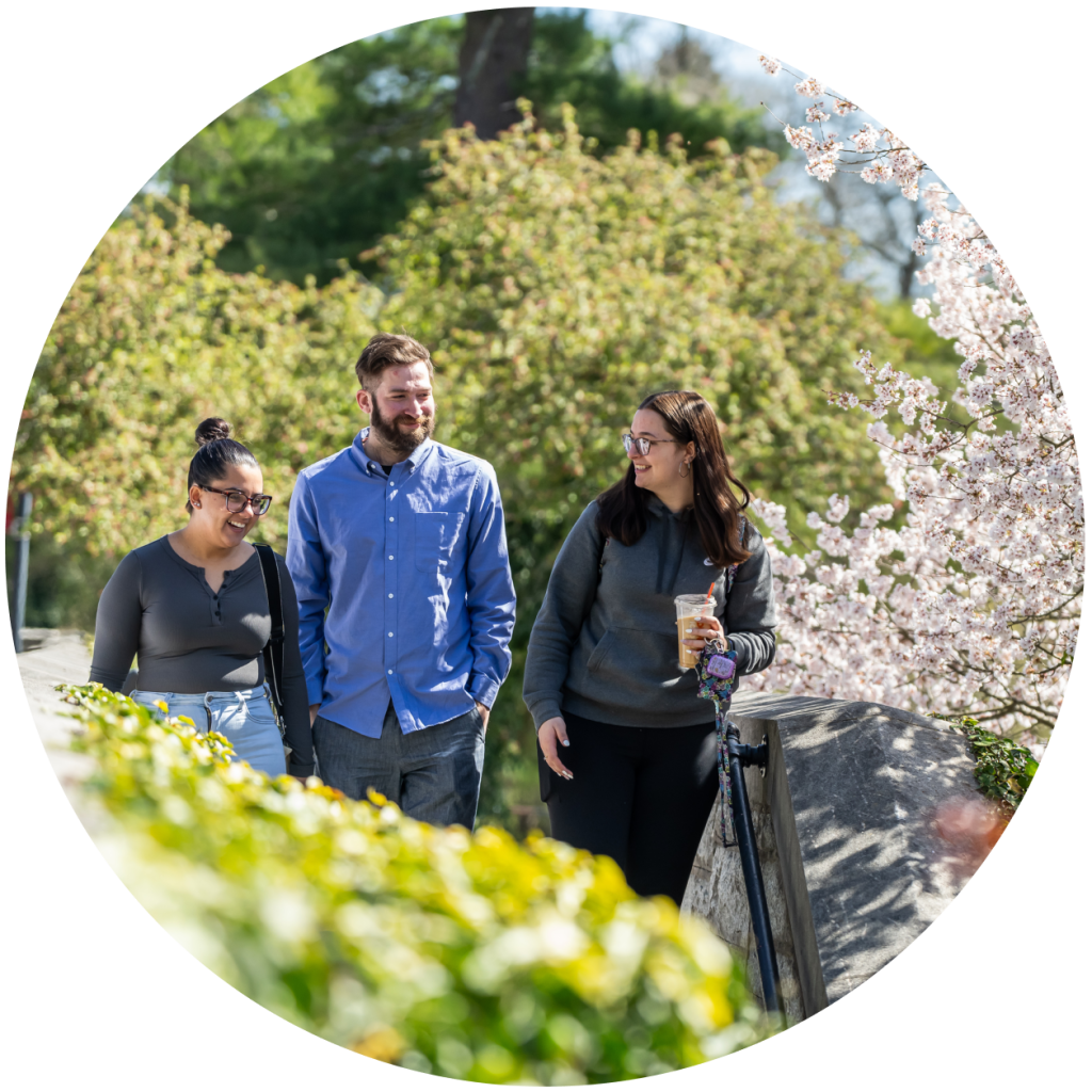 students walking on campus