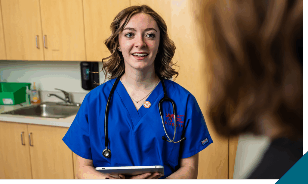nursing student helping patient