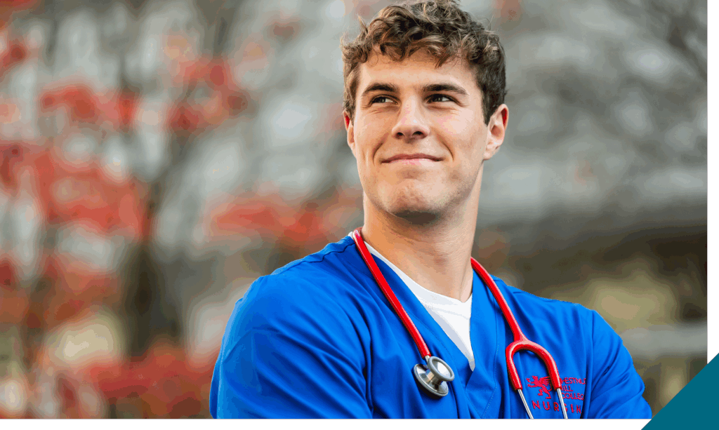 male nursing student smiling